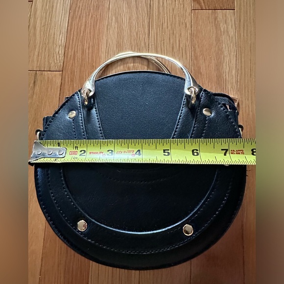 Cute pixie bag w/faux leather & suede w/gold tone studs, handles, & long strap - Picture 7 of 9